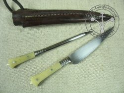 KS-017 Komplet biesiadny - nóż ze szpikulcem w kościanej oprawie