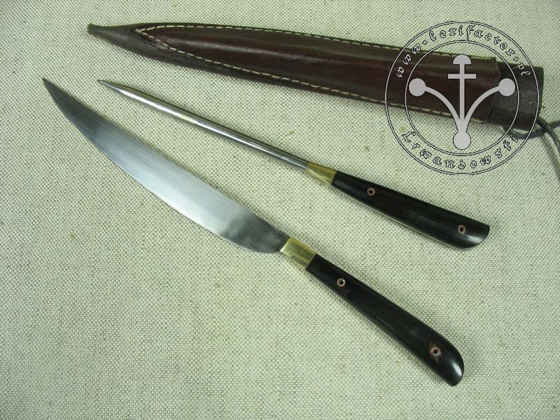 KS-019 Duży komplet biesiadny - nóż ze szpikulcem w rogowej oprawie